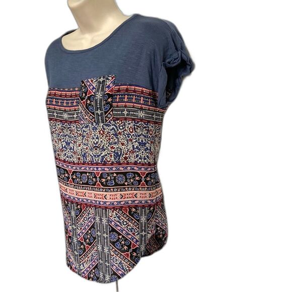 KNOX ROSE Patch Front Pocket Blouse Aztec Boho Womens Extra Small XS - Picture 3 of 14
